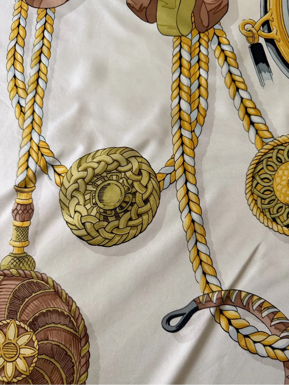 Hermès Paris Equestrian Silk Scarf in Cream, Gold and Brown - Picture 4 of 16